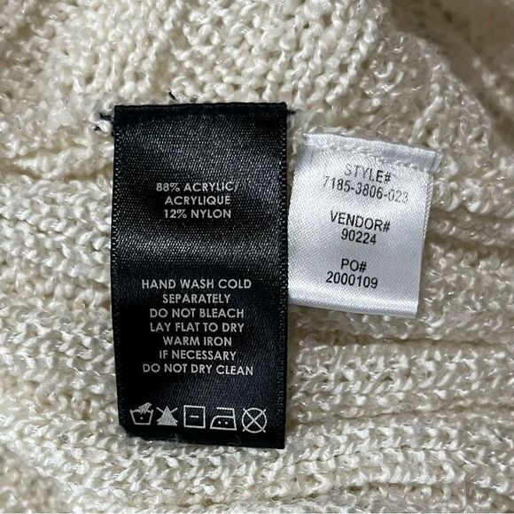 Ali Miles Crochet Open Front Cardigan Sweater Cable Ribbed Knit Cream Size Small - Picture 7 of 8